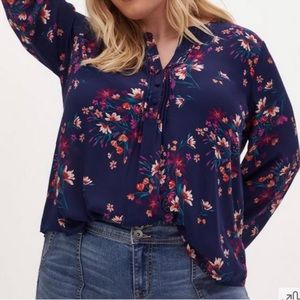 Torrid long sleeve blouse dark blue size 2